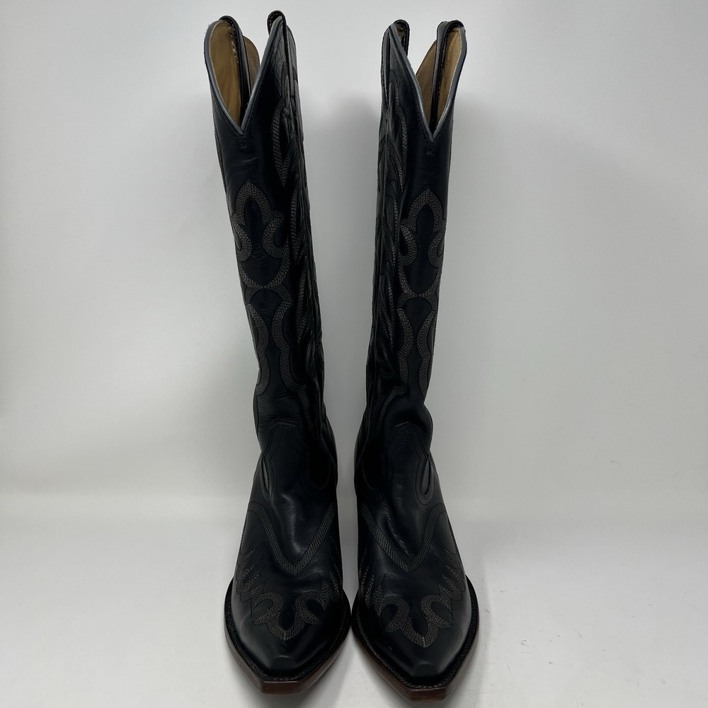 SHAYANNE High Desert Tall Western Boots Women's Size 8 Black Leather Snip Toe - Picture 5 of 12